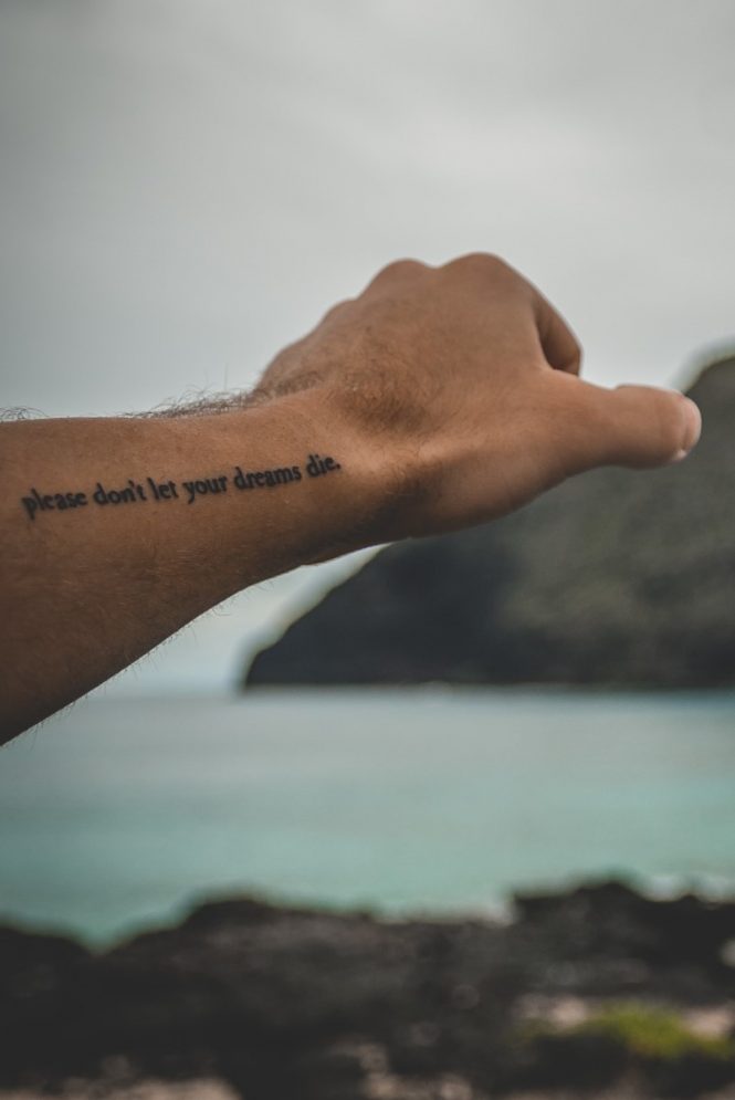Words and numbers tattoo