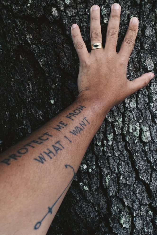 Words and numbers tattoo
