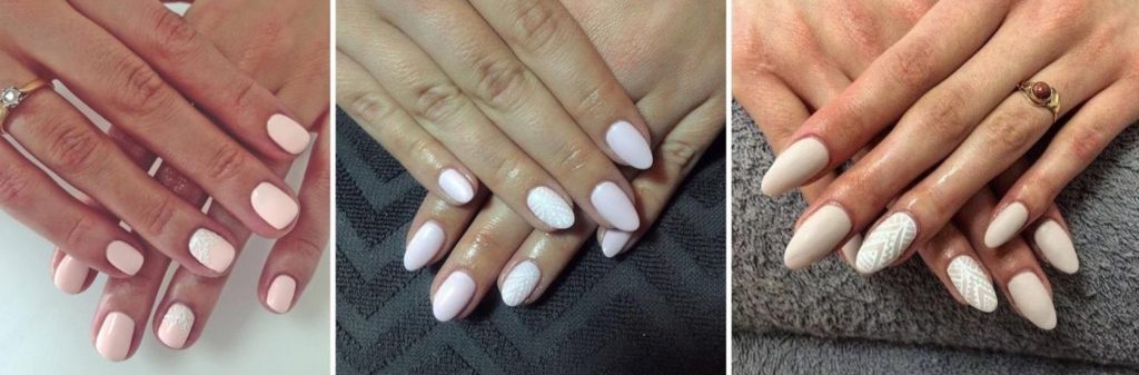 Koronkowy manicure ślubny