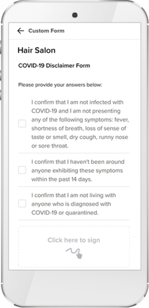 client side covid disclaimer form