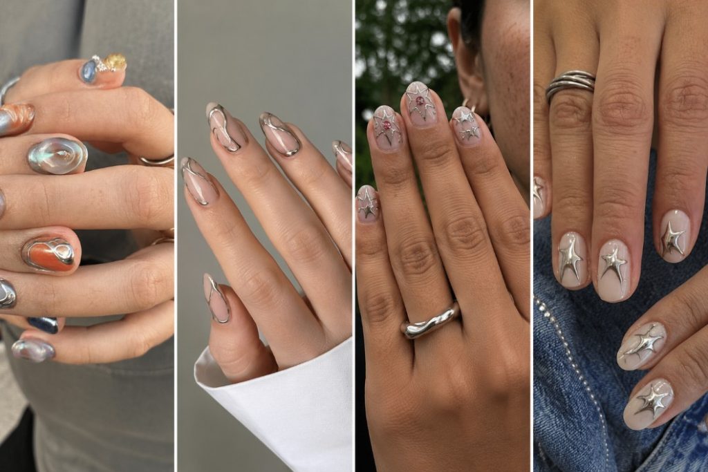 Uñas con detalles metálicos