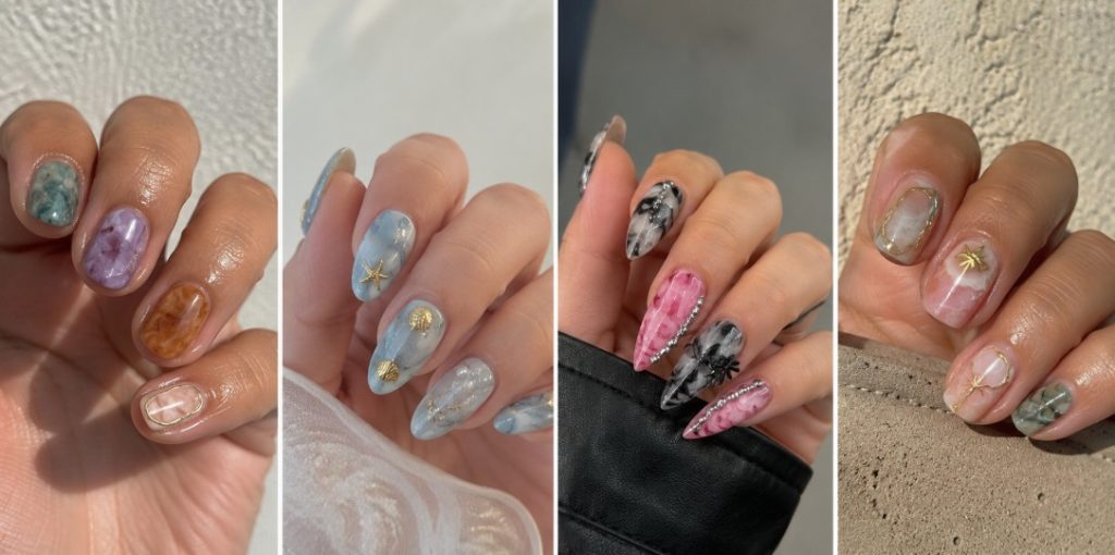 Uñas efecto mármol
